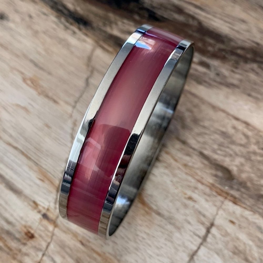Dyrberg/Kern Aberdare pink enamelled bangle bracelet